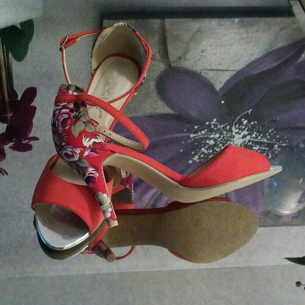 Multi print ankle strap open toe sandels